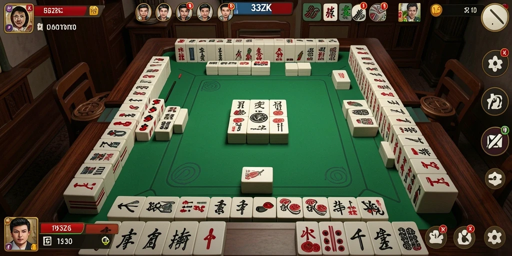 Tampilan gameplay menarik dari 33ZK di atas papan Mahjong.
