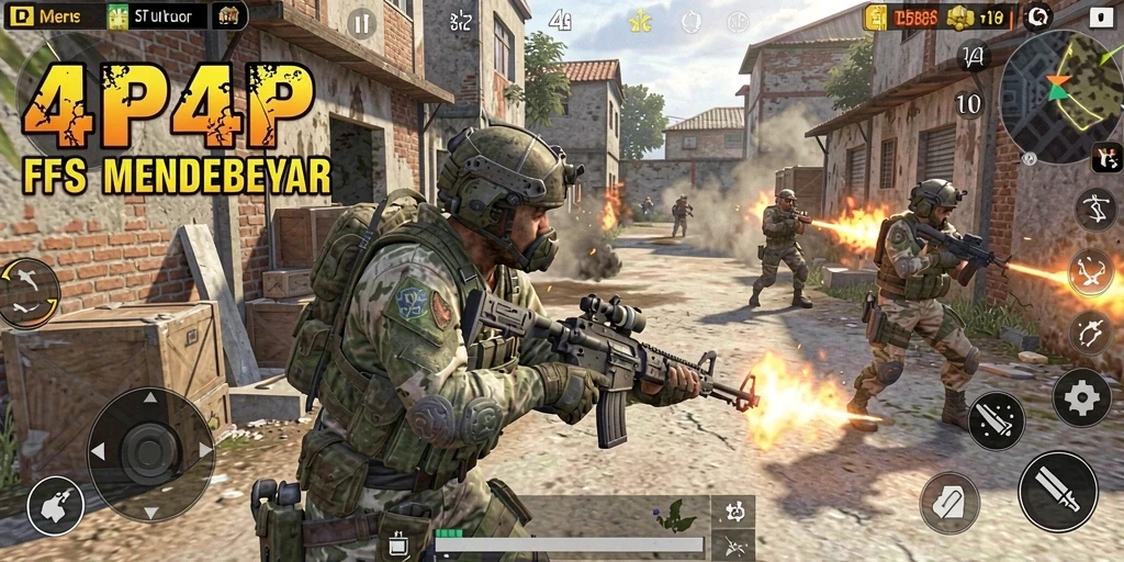 Gameplay mendebarkan di dunia FPS 4P4P.
