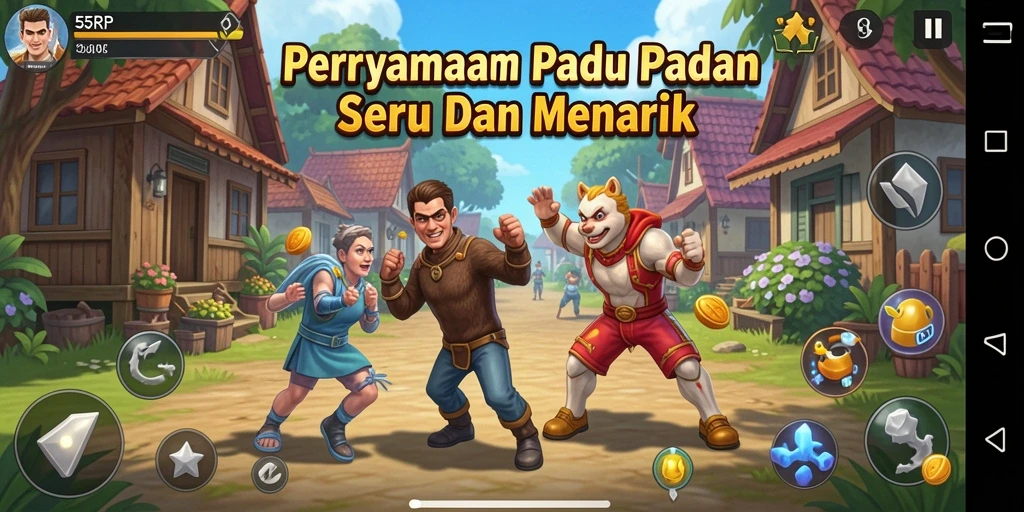Tampilan gameplay Match-3 yang seru dan penuh warna.