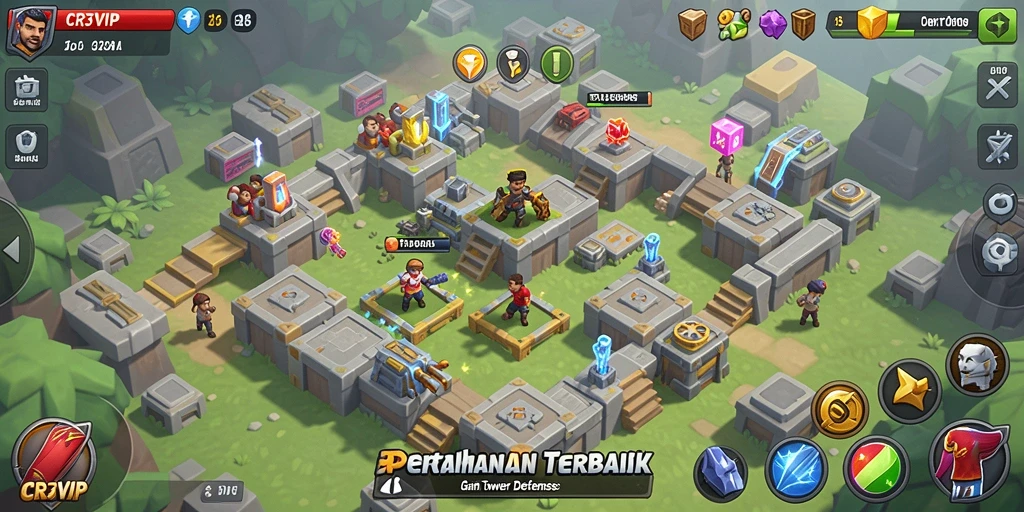 Screenshot gameplay CR7VIP menampilkan aksi tower defense yang epik.