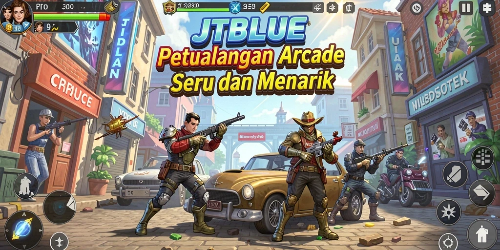Screenshot utama JTBLUE menampilkan gameplay seru yang menggugah semangat bermain.