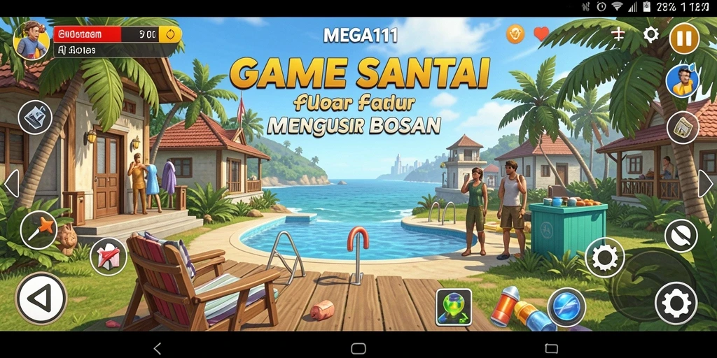 Screenshot utama MEGA111 menampilkan gameplay yang seru dan santai.