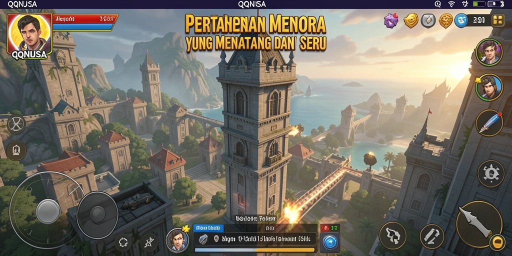 Tampilan gameplay seru dan strategis dalam QQNUSA Tower Defense.