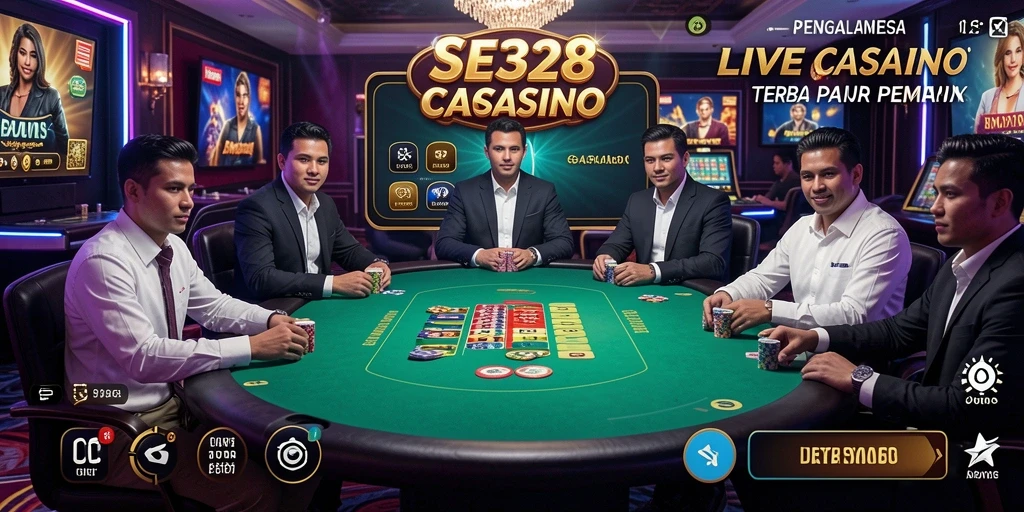 Screenshot SE328 menunjukkan dealer langsung dan permainan yang menarik.