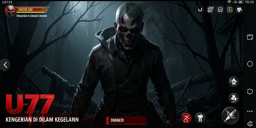 Screenshot UT77 menampilkan suasana mencekam dengan makhluk Horror yang menyeramkan.
