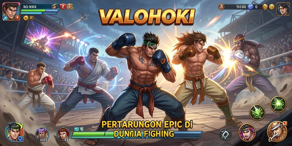 Screenshot gameplay VALOHOKI menampilkan pertarungan seru antar karakter yang beraksi.