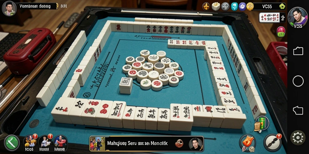 Tampilan gameplay seru dari VC55 yang menampilkan ubin Mahjong.