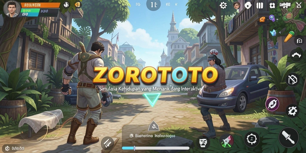 Screenshot ZOROTOTO menampilkan karakter dalam aktivitas sehari-hari.